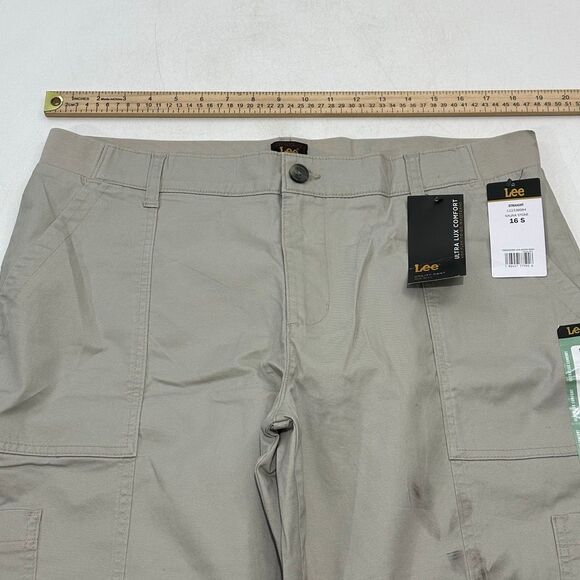 Lee Women's Straight Pants Salina Stone Utility Workwear Cargo Pocket, Size 16 S - Picture 2 of 5
